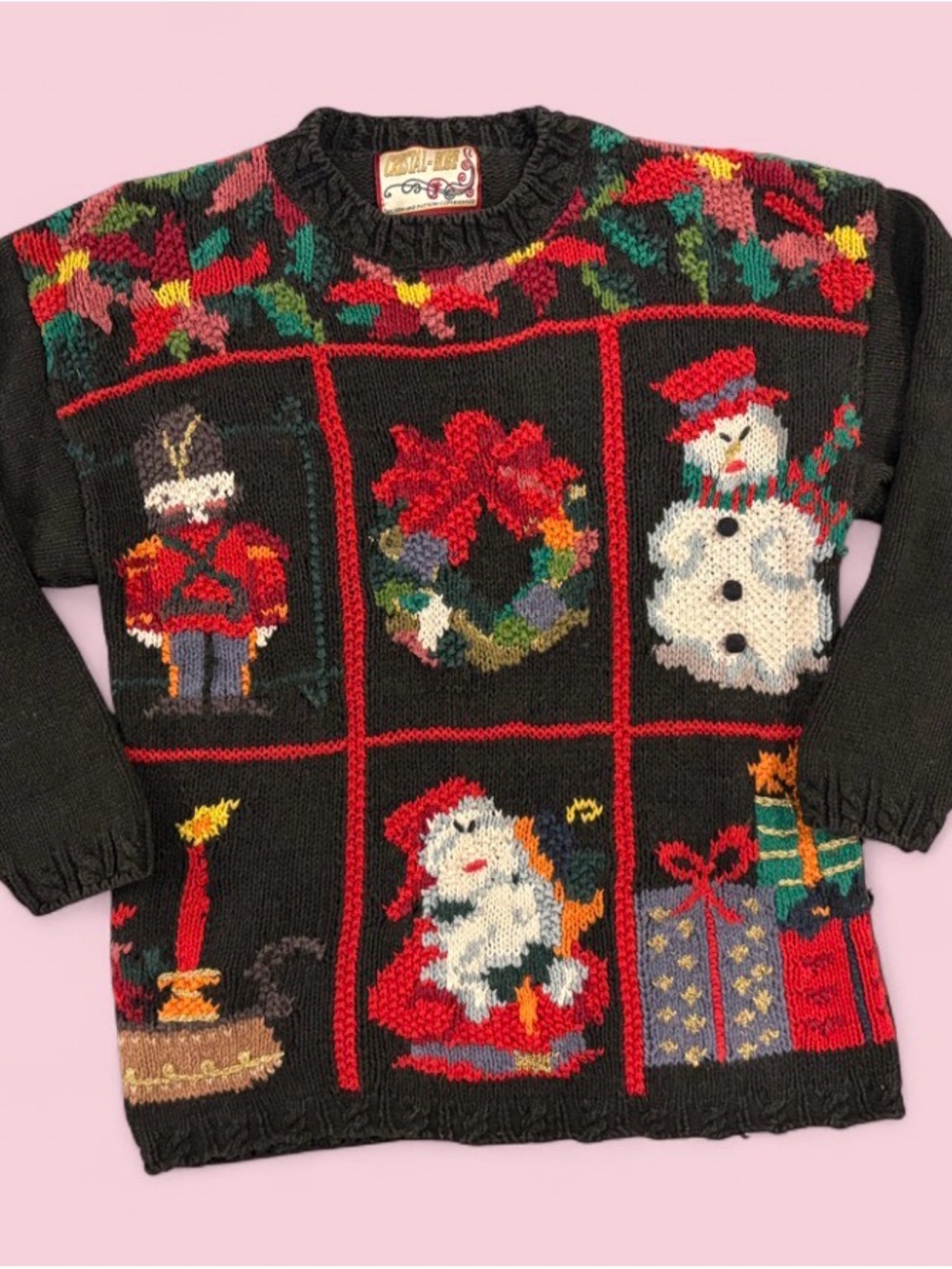 Vintage Cristal-Kobe Novelty Santa Snowman Holiday Christmas Sweater Women’s M